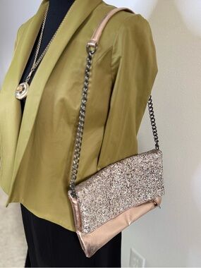 Express Gold Silver Glitter Clutch Evening Bag Party Handbag